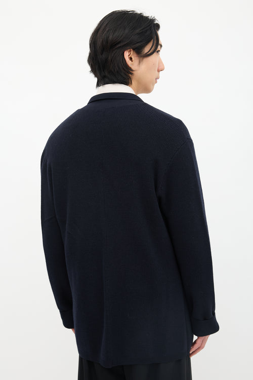 Armani Ribbed Notched Cardigan