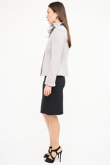 Armani Vintage Grey Ruffle Collar Blazer