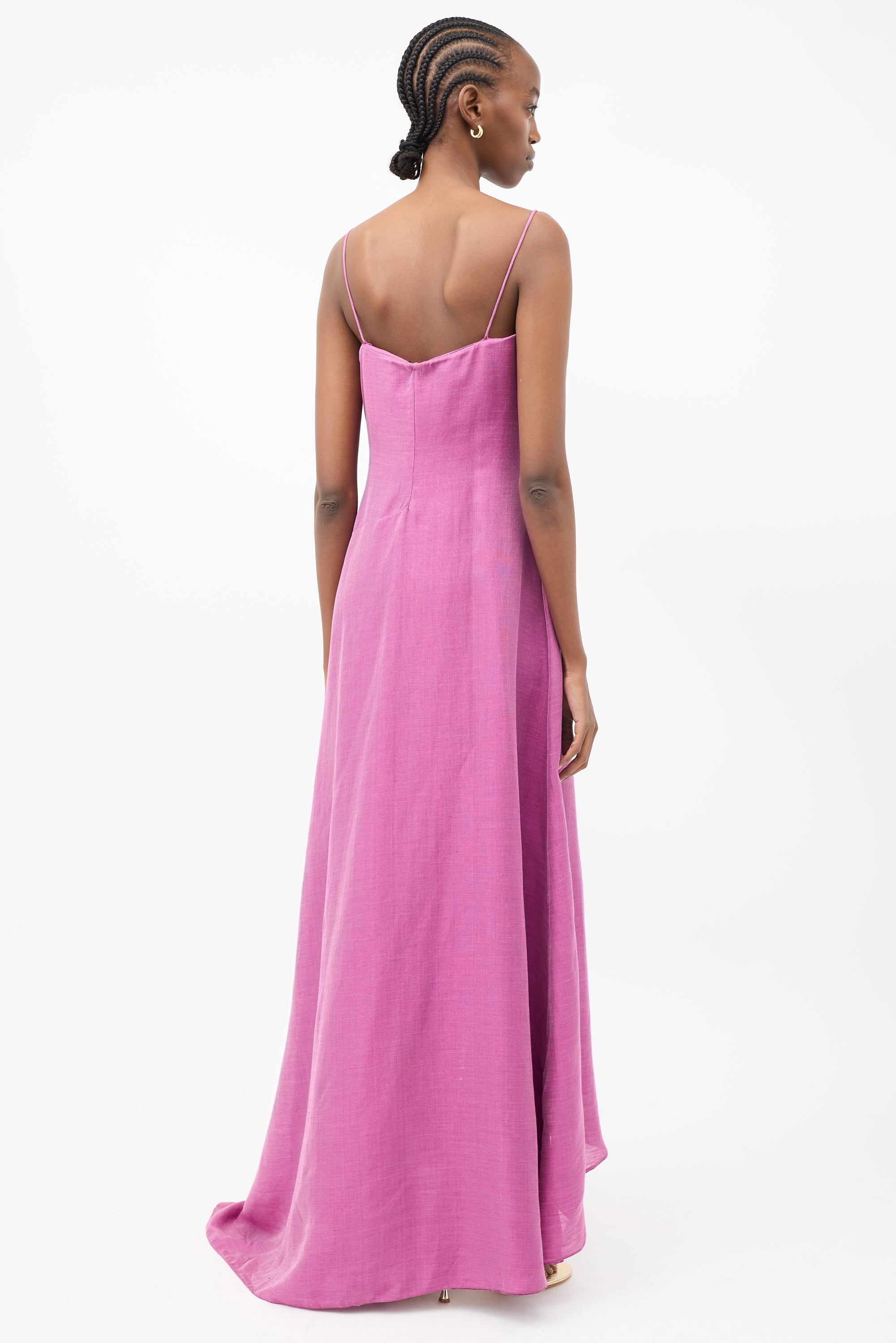 Armani // Vintage Purple Linen & Silk Asymmetric Drape Dress VSP Consignment Armani // Vintage Purple Linen & Silk Asymmetric Drape Dress VSP Consignment