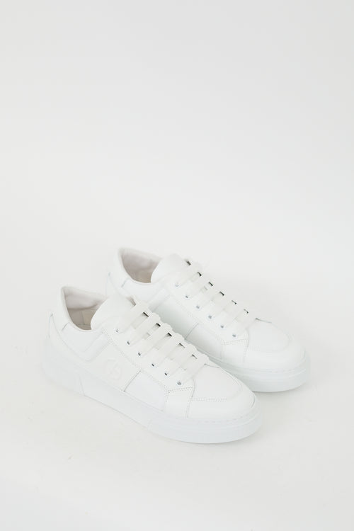 Armani White Leather Logo Sneaker