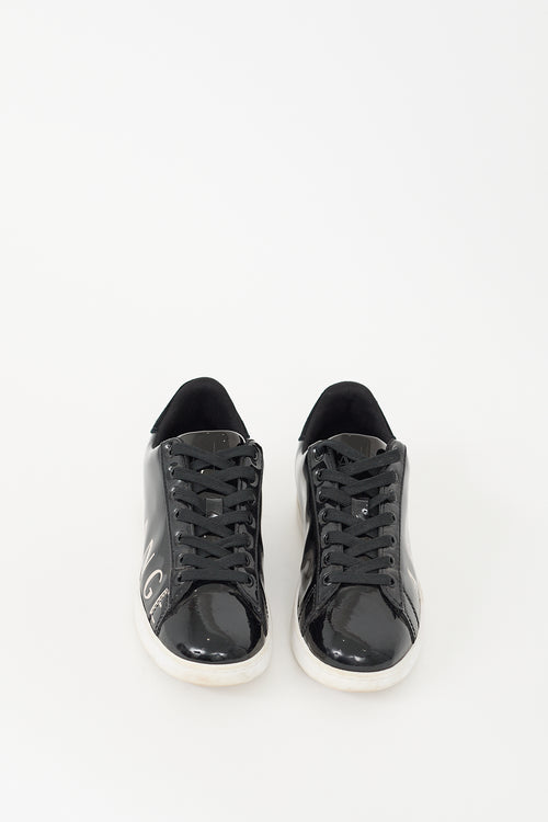 Armani Exchange Black Patent Leather Logo Sneaker