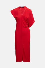 Ashlyn Crepe & Knit Asymmetrical Dress