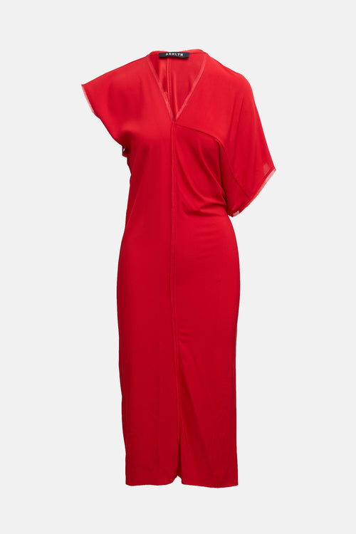 Ashlyn Crepe & Knit Asymmetrical Dress