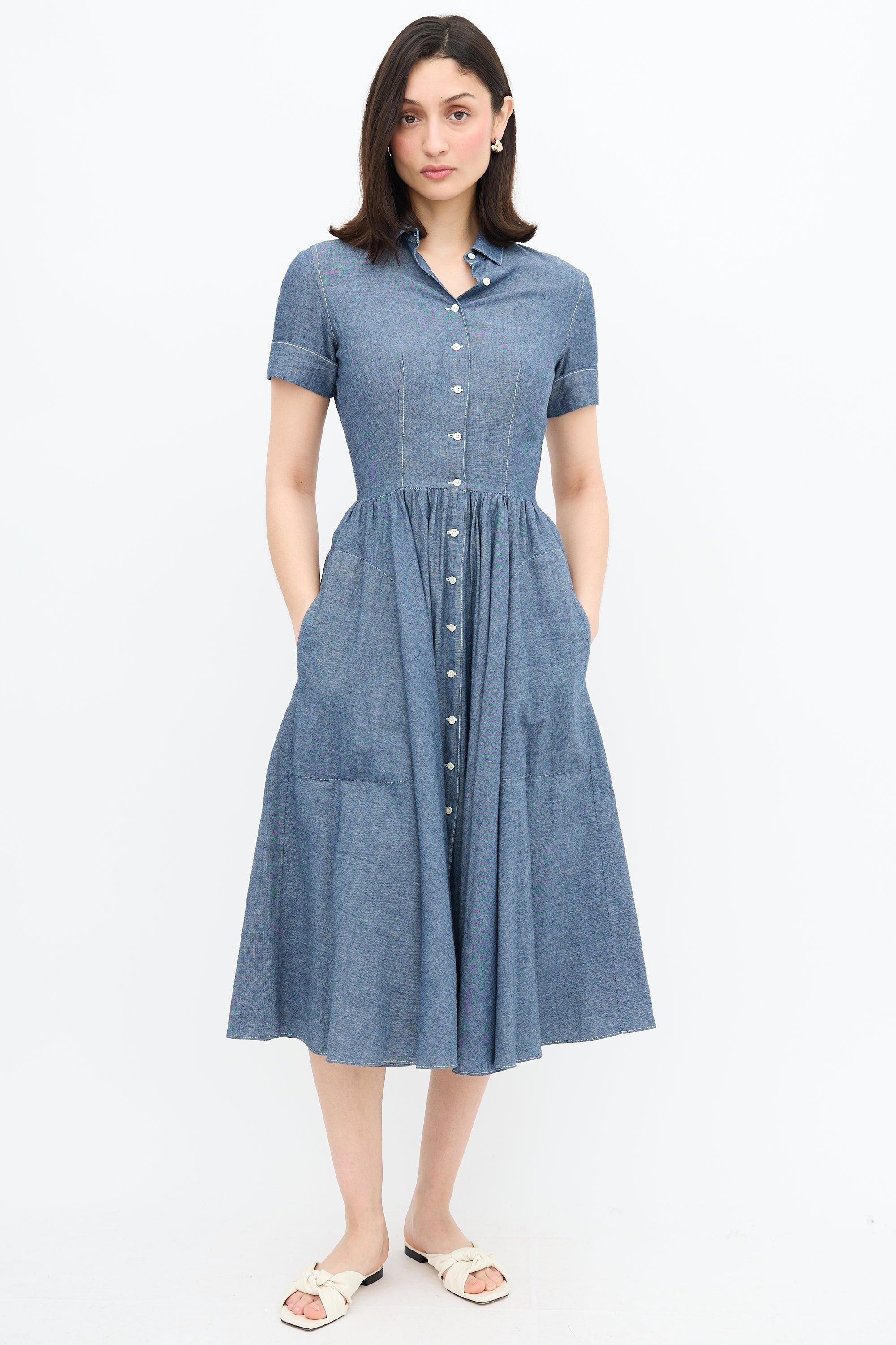 Aspesi // Denim Chambray A-Line Dress VSP Consignment Aspesi // Denim Chambray A-Line Dress VSP Consignment