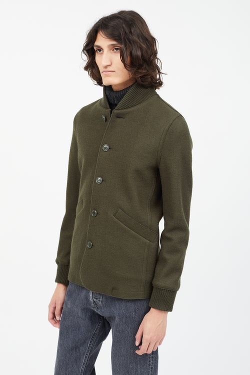 Aspesi Green Wool Bomber Jacket