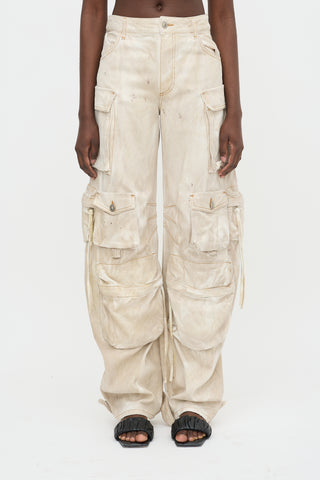 The Attico Distressed Denim Cargo Pant
