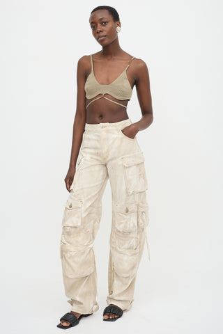 The Attico Distressed Denim Cargo Pant
