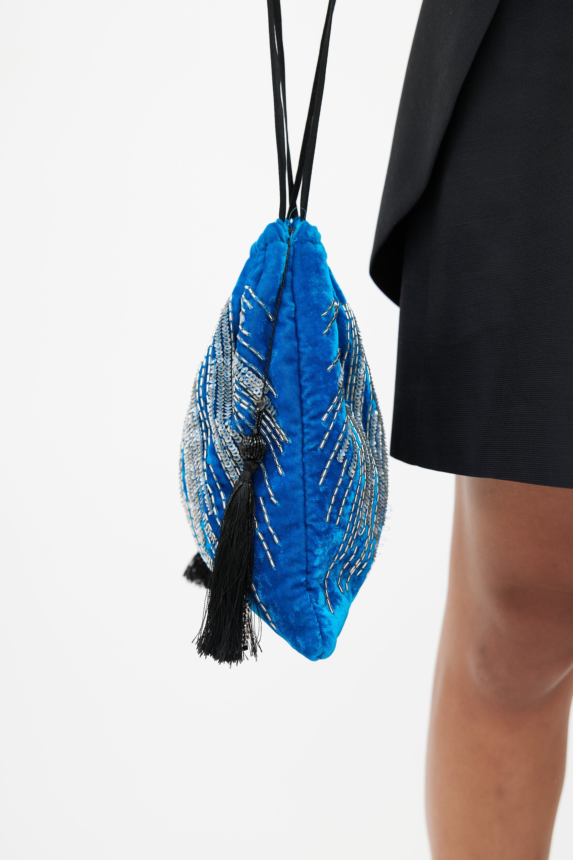 Long Night Velvet Clutch in Blue - The Attico