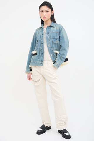 The Attico Cream Canvas Zip Pocket Pant