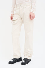 The Attico Cream Canvas Zip Pocket Pant