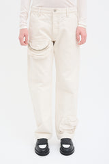 The Attico Cream Canvas Zip Pocket Pant