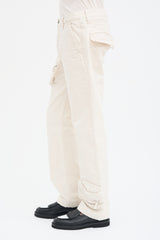 The Attico Cream Canvas Zip Pocket Pant