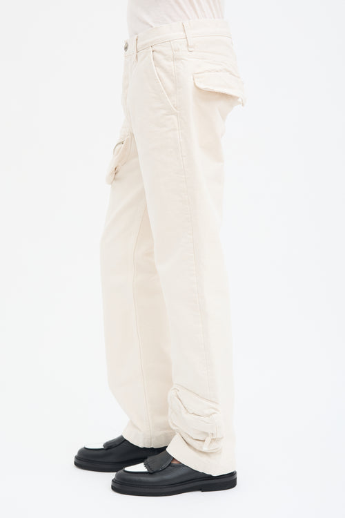 Attico Cream Canvas Zip Pocket Pant