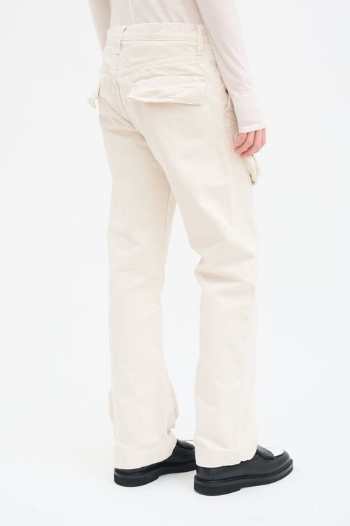 Attico Cream Canvas Zip Pocket Pant