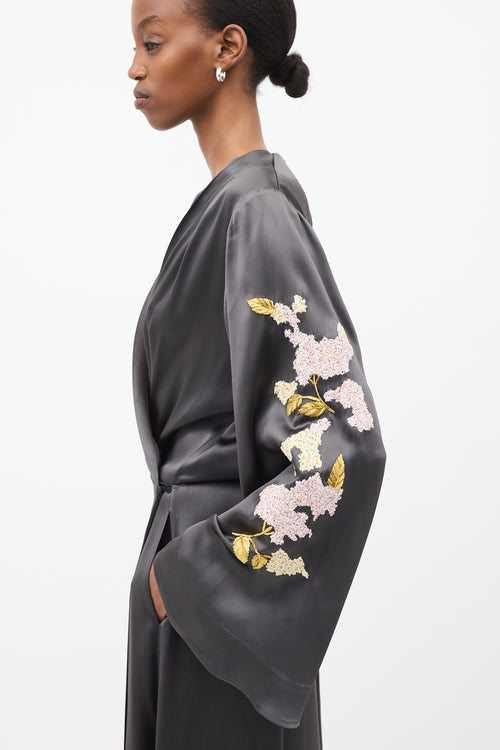 The Attico Dark Grey & Multi Embroidered Gown