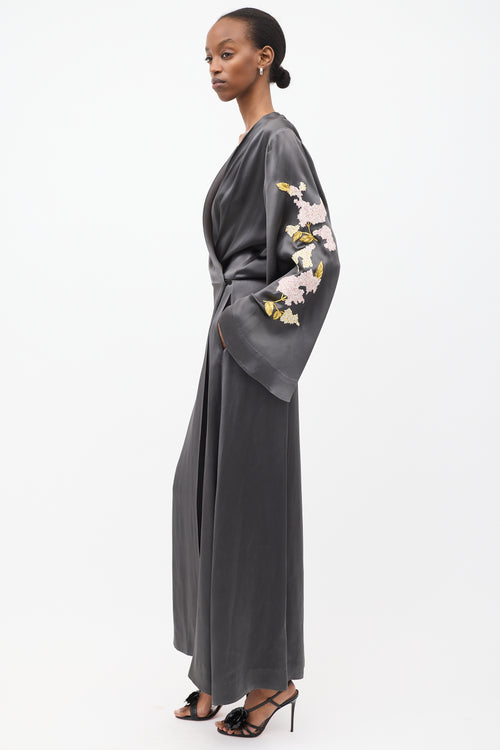 Attico Dark Grey & Multi Embroidered Gown