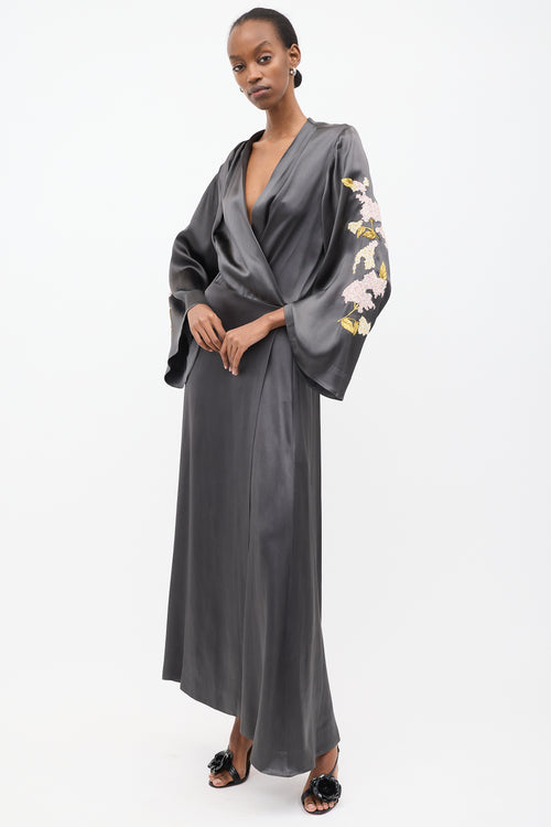 Attico Dark Grey & Multi Embroidered Gown