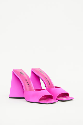 Attico Pink Satin Devon Mule Sandal