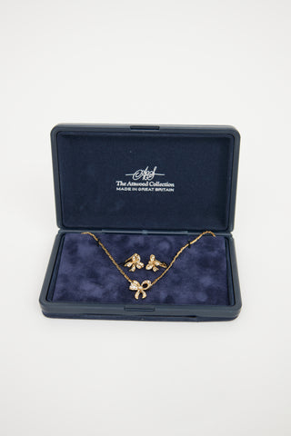 Attwood Collection Gold Tone Crystal Bow Two Piece Set