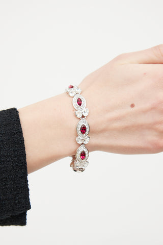 Attwood Collection Silver Tone Clear & Red Crystal Bracelet