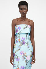 Audrey + Brooks Blue & Multicolour Floral Maxi Dress