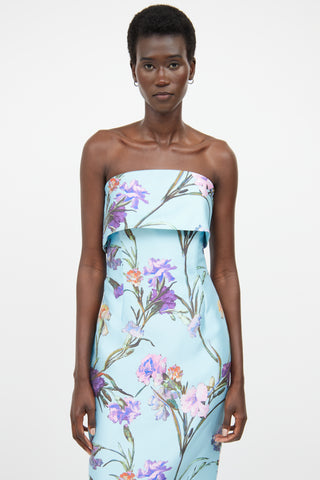 Audrey + Brooks Blue & Multicolour Floral Maxi Dress