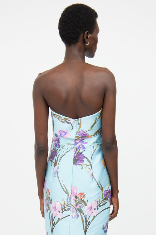 Audrey + Brooks Blue & Multicolour Floral Maxi Dress