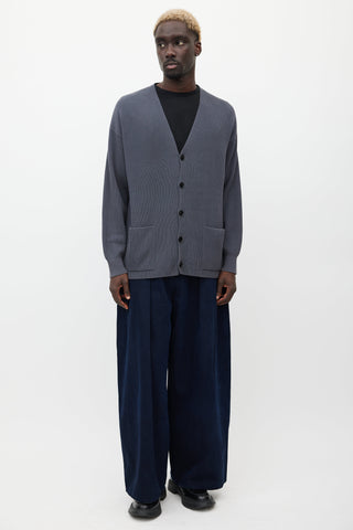 Auralee Grey Ribbed Cardigan