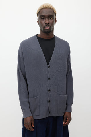 Auralee Grey Ribbed Cardigan