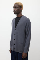 Auralee Grey Ribbed Cardigan