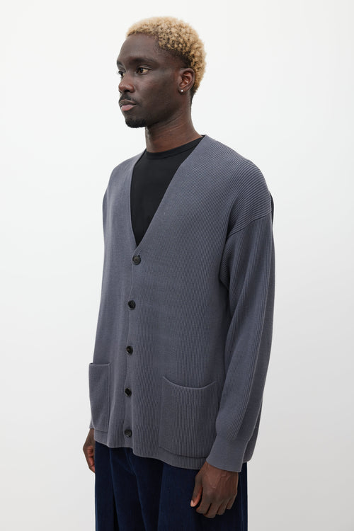 Auralee Grey Ribbed Cardigan