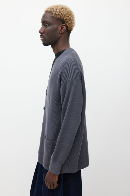 Auralee Grey Ribbed Cardigan