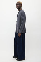 Auralee Grey Ribbed Cardigan