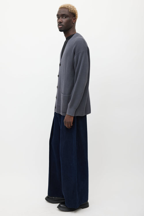 Auralee Grey Ribbed Cardigan
