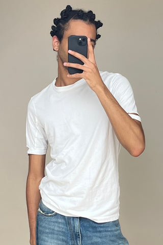 White Sliced Cuff T-Shirt
