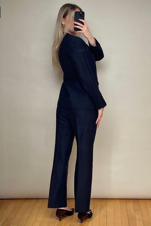 Navy Double Breasted Pant Suit