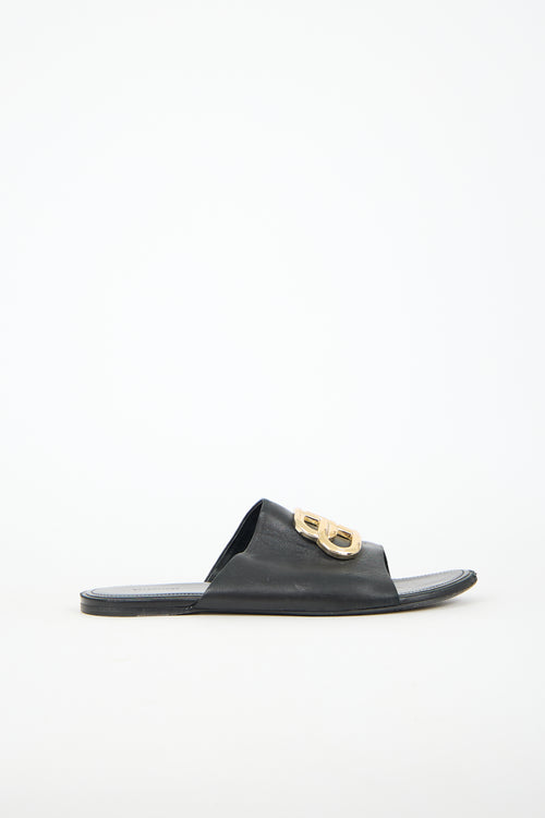 Balenciaga Leather Oval BB Slide