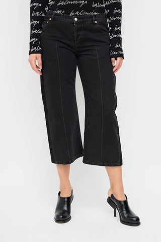 Balenciaga Washed Black Denim Straight Leg Capri