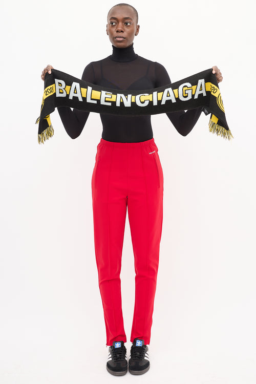 Balenciaga 2020 Black & Yellow Wool Logo Scarf