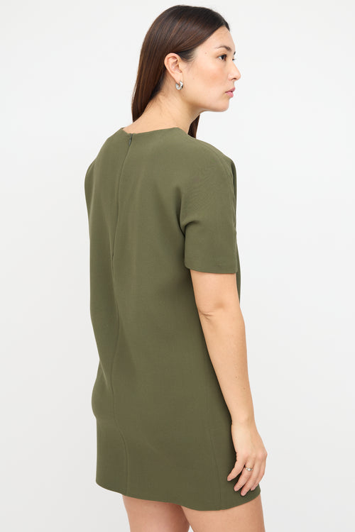 Balenciaga Green Silk Faux Pocket Mini Dress