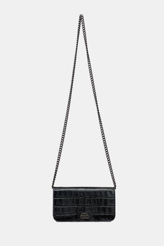 Balenciaga Embossed Leather BB Phone Holder Bag
