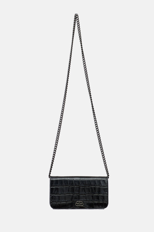 Balenciaga Embossed Leather BB Phone Holder Bag