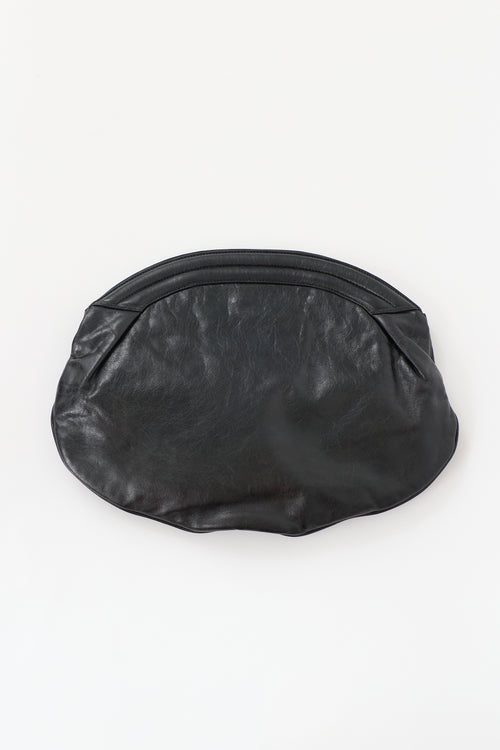 Balenciaga Leather Motocross Classic Oval Clutch