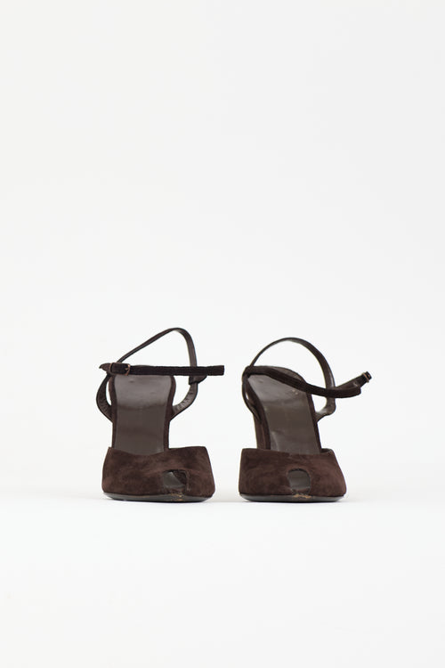 Balenciaga Suede Peep Toe Wedge Heel