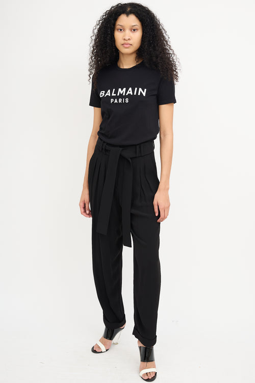 Balmain Black & White Logo Printed T-Shirt