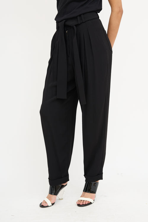 Balmain Black Pleated Waist Tie Trouser