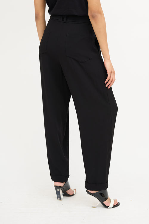 Balmain Black Pleated Waist Tie Trouser