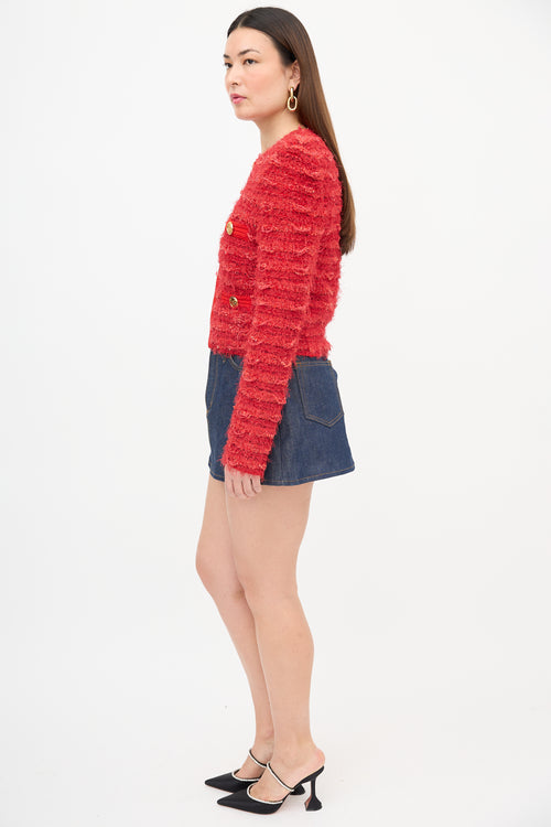 Balmain Fringe Tweed Zip Jacket