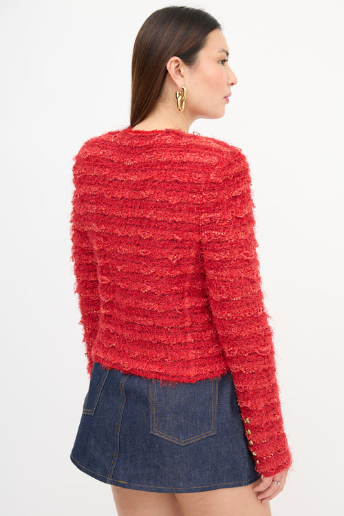 Balmain Fringe Tweed Zip Jacket