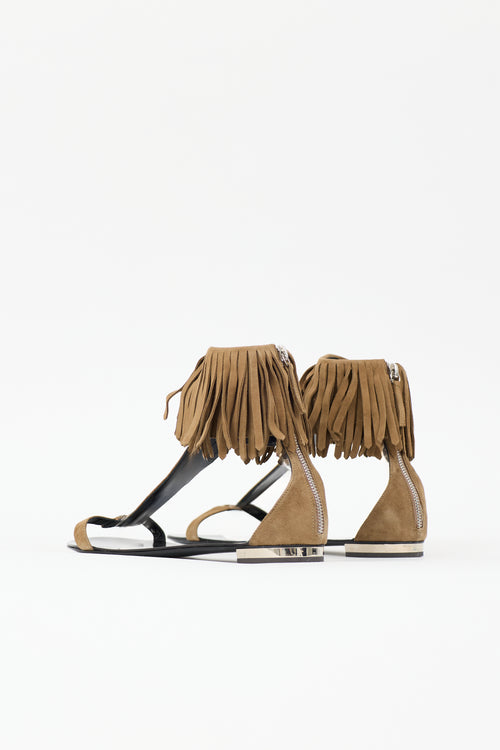 Giuseppe Zanotti X Balmain Suede Gladiator Sandal